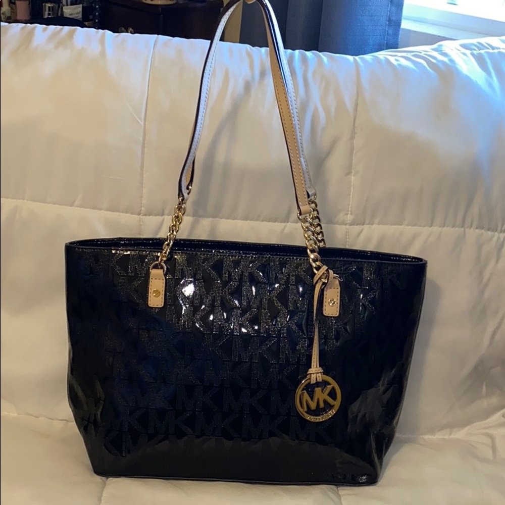 Michael Kors black vinyl Handbag